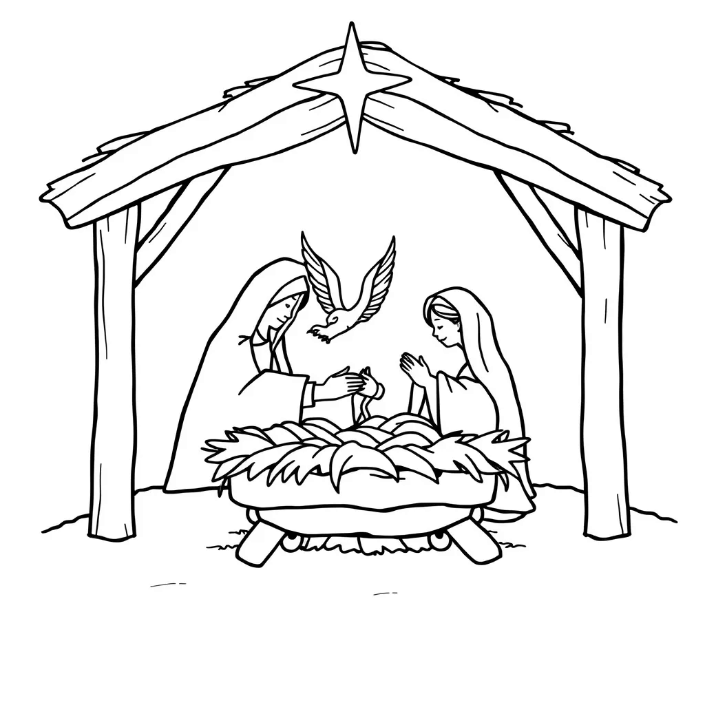 Nativity coloring page