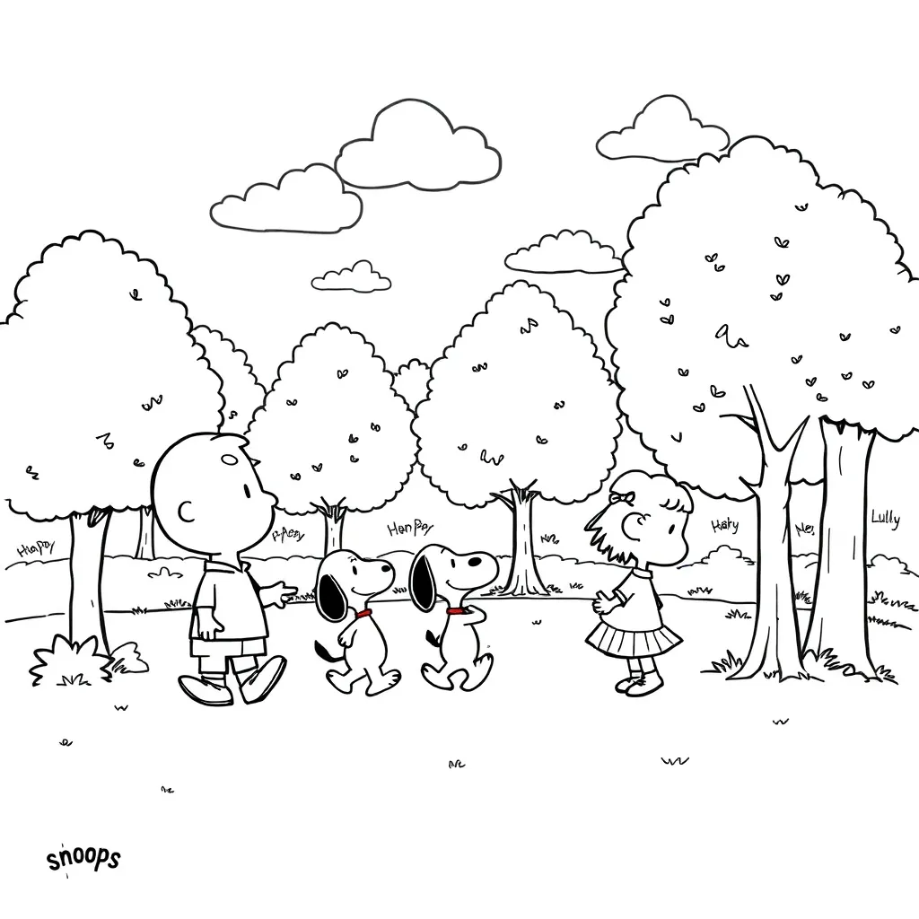 Peanuts & Snoopy coloring page