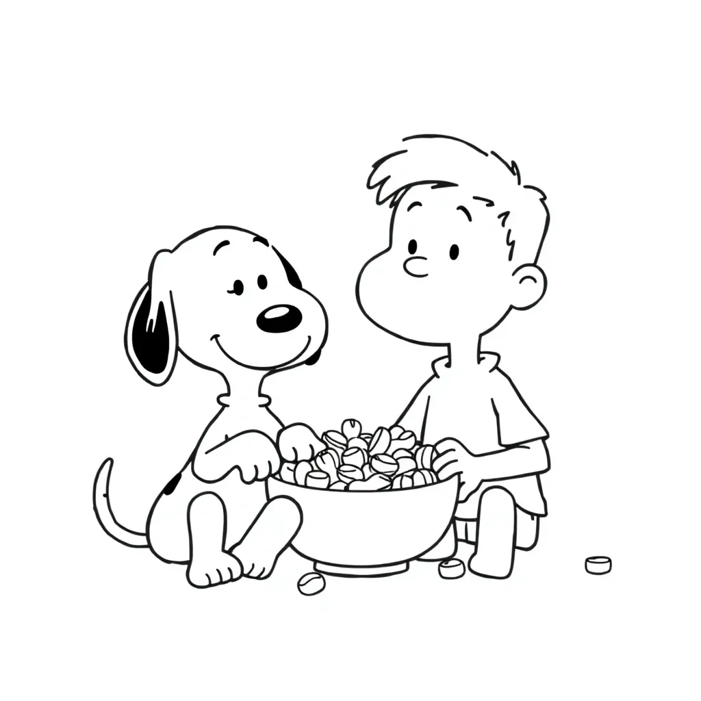 Peanuts & Snoopy coloring page