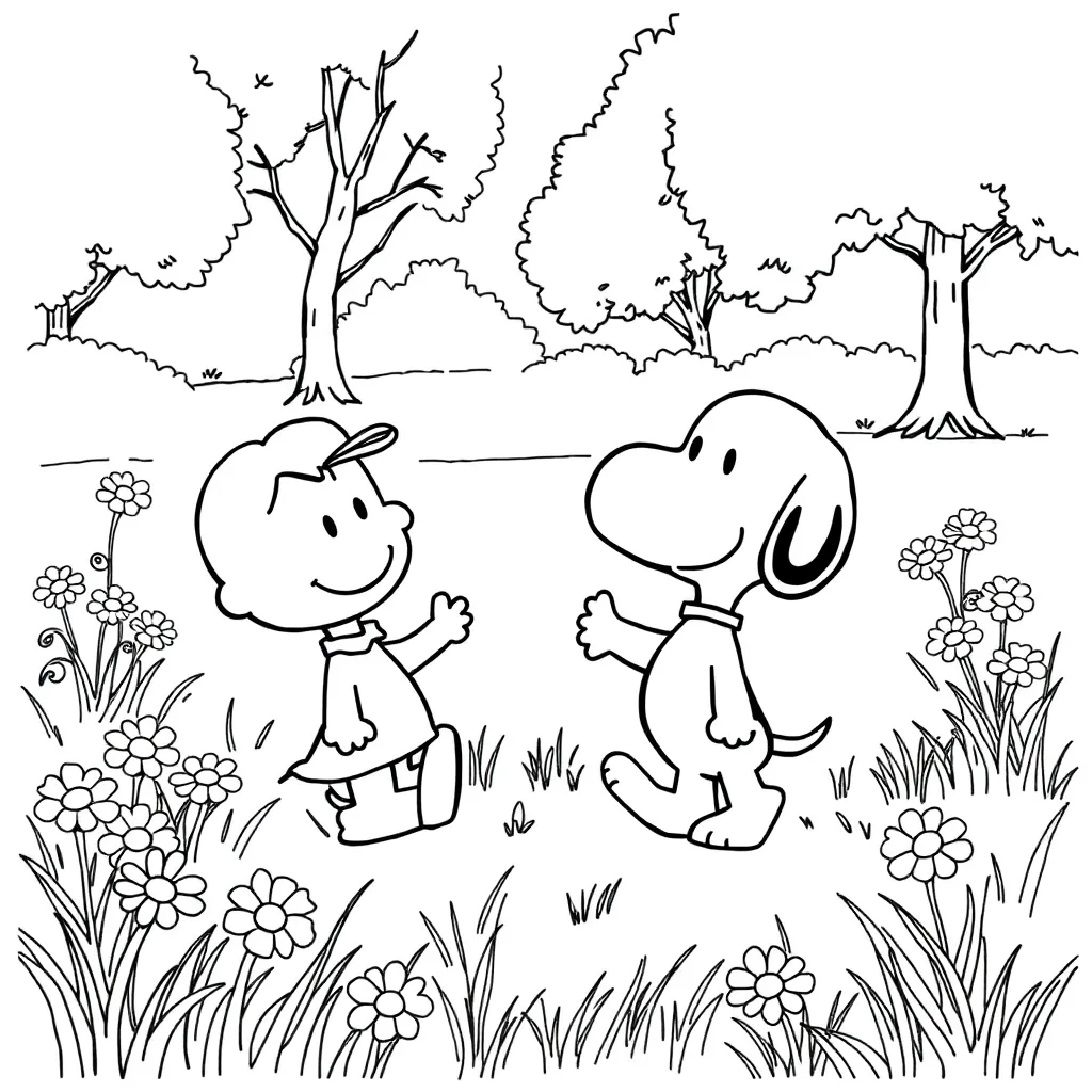 Peanuts & Snoopy coloring page