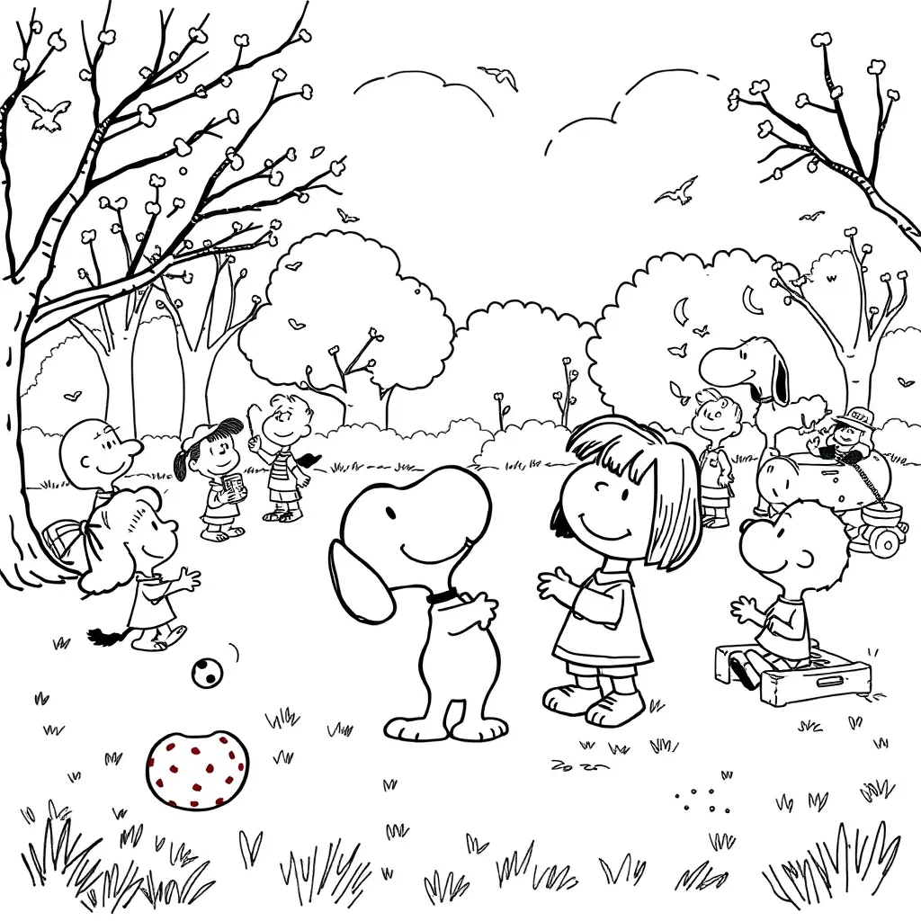 Peanuts & Snoopy coloring page