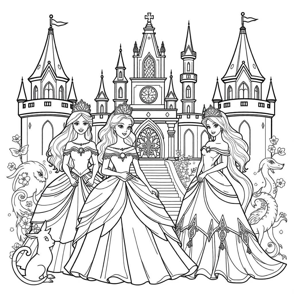 Princesses coloring page