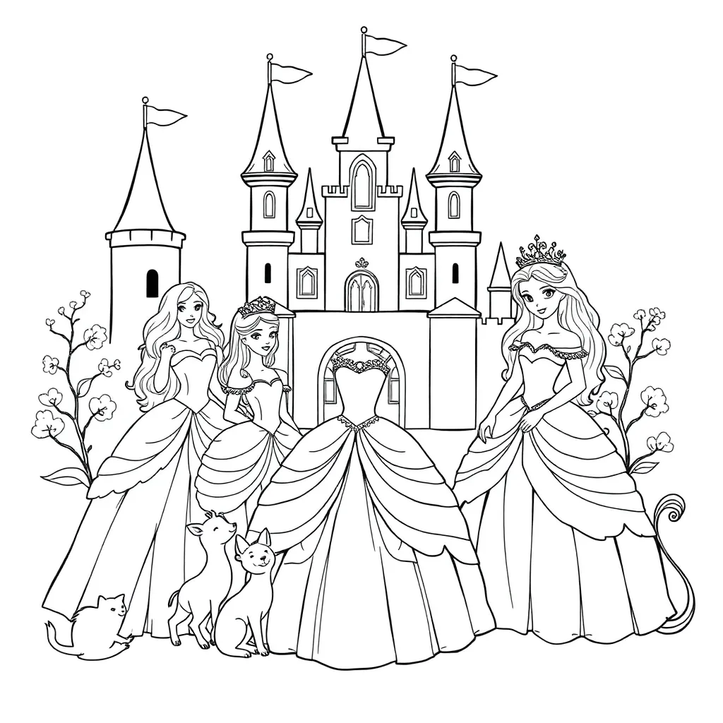Princesses coloring page