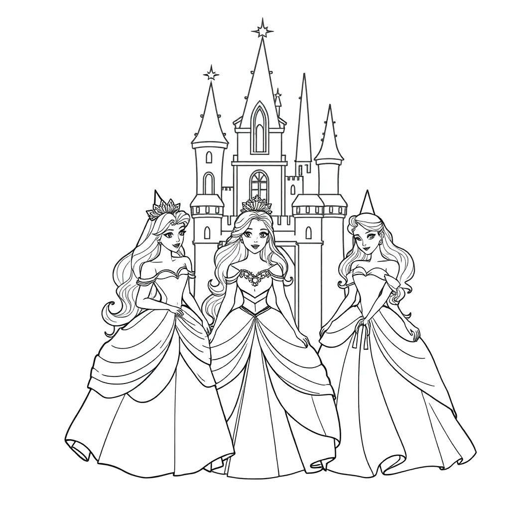 Princesses coloring page