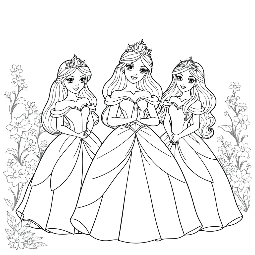 Princesses coloring page