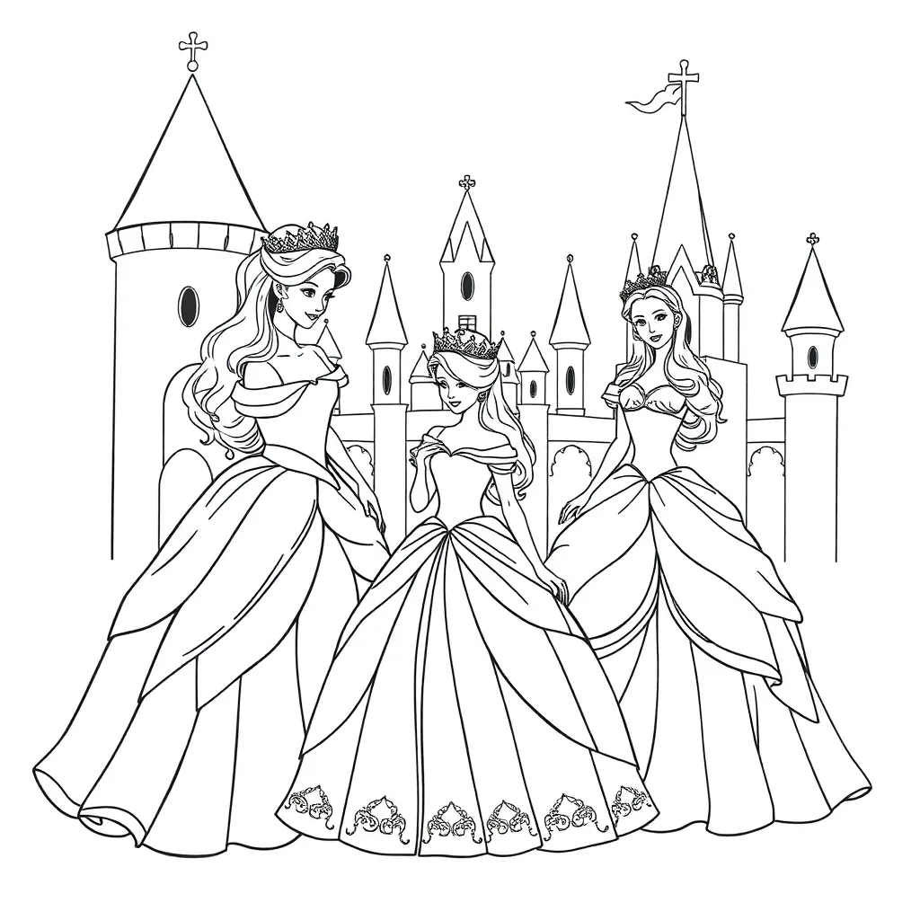 Princesses coloring page