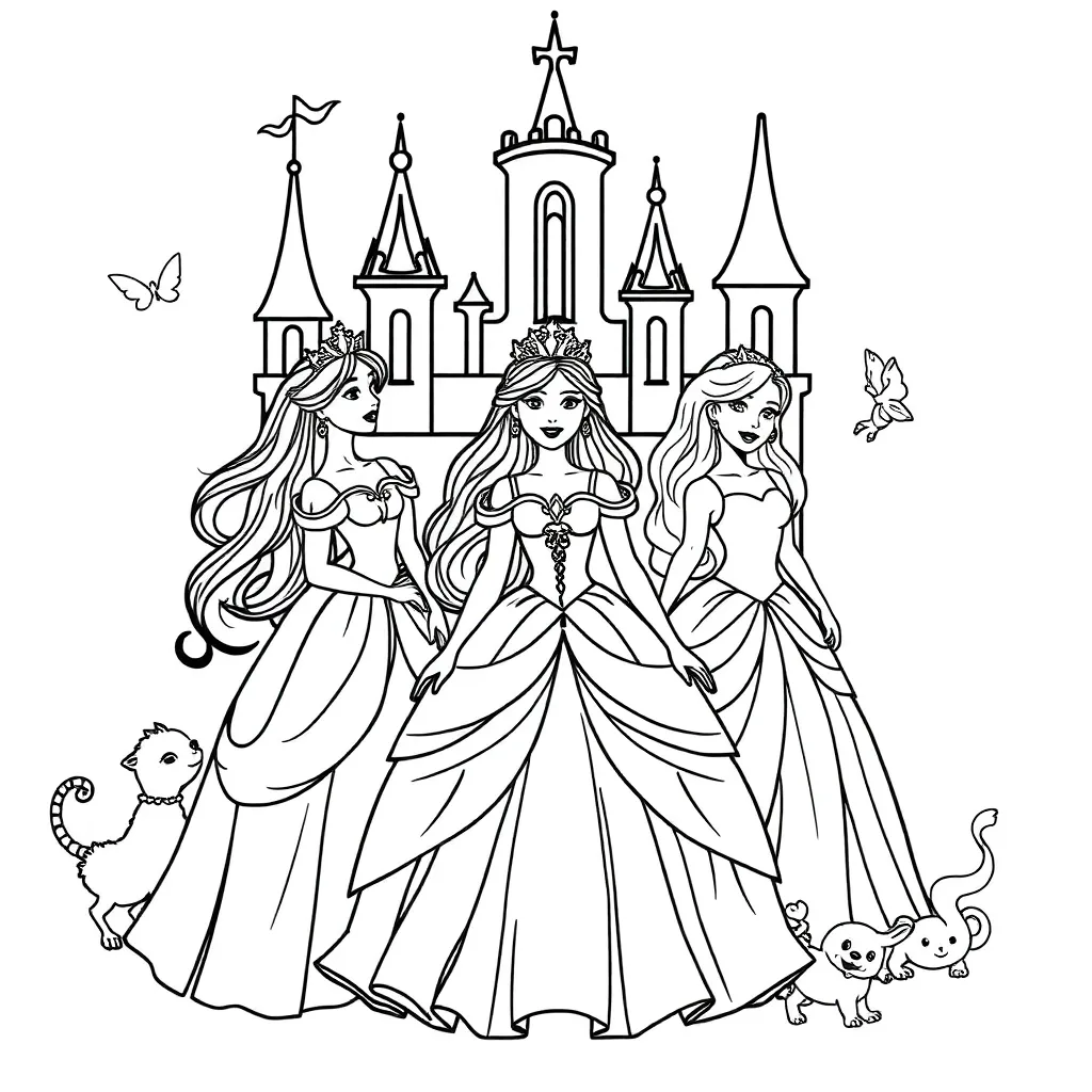 Princesses coloring page