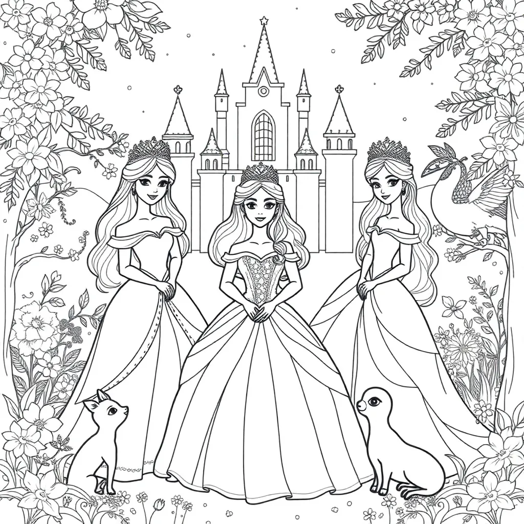 Princesses coloring page