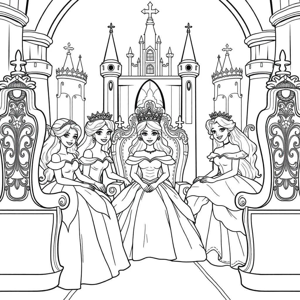 Princesses coloring page