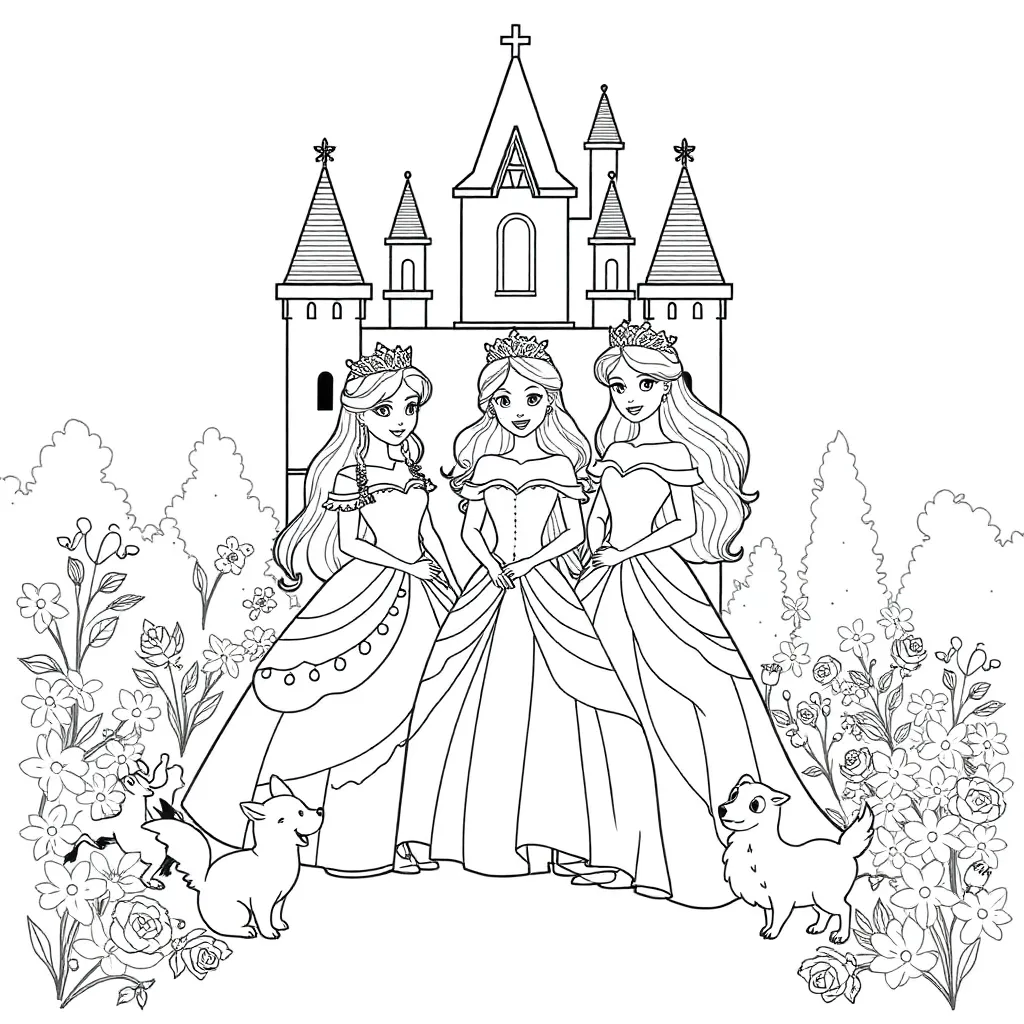 Princesses coloring page
