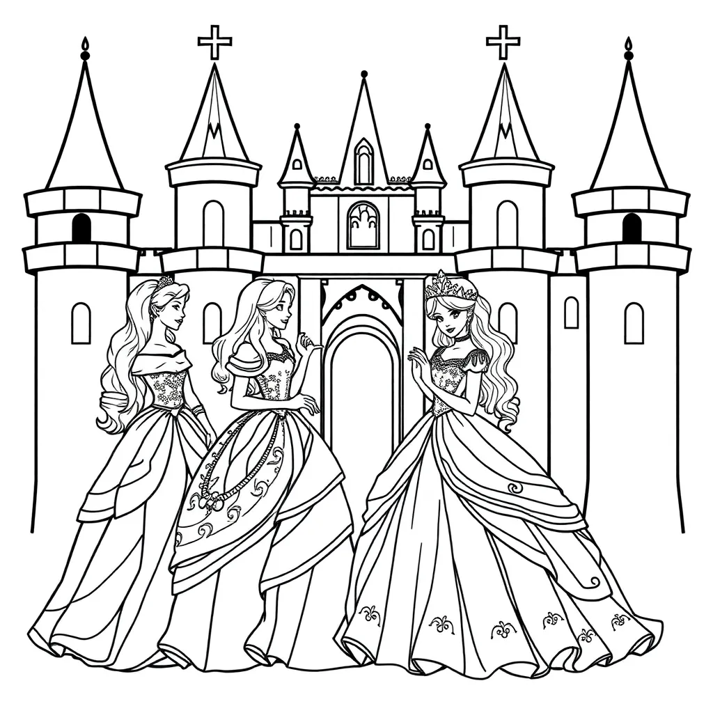 Princesses coloring page