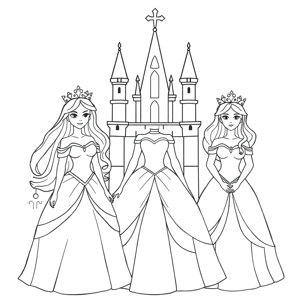 Princesses coloring page