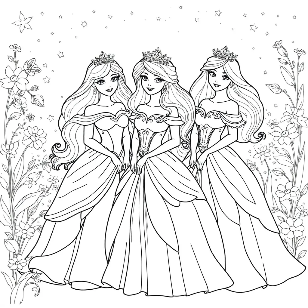Princesses coloring page
