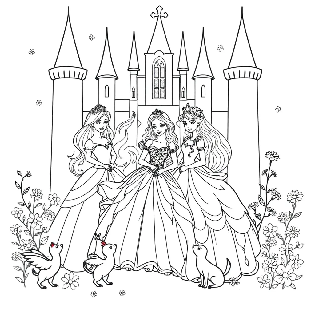 Princesses coloring page