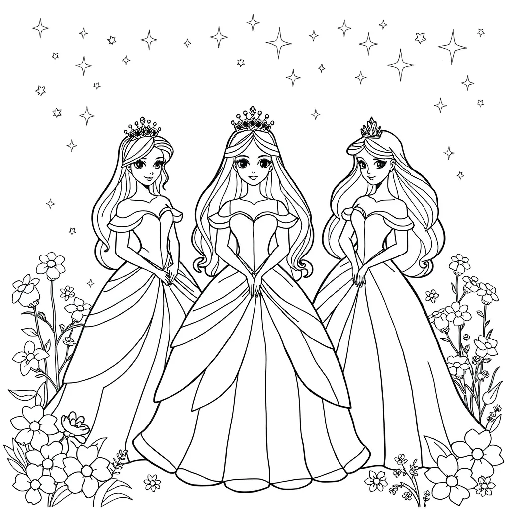 Princesses coloring page