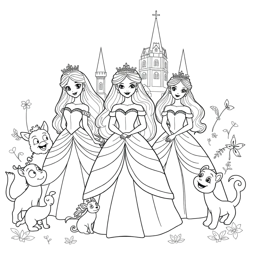 Princesses coloring page