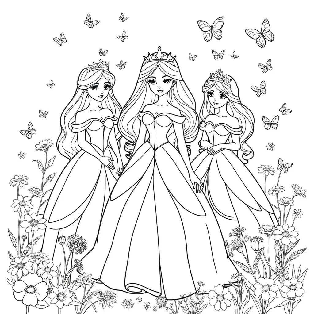 Princesses coloring page