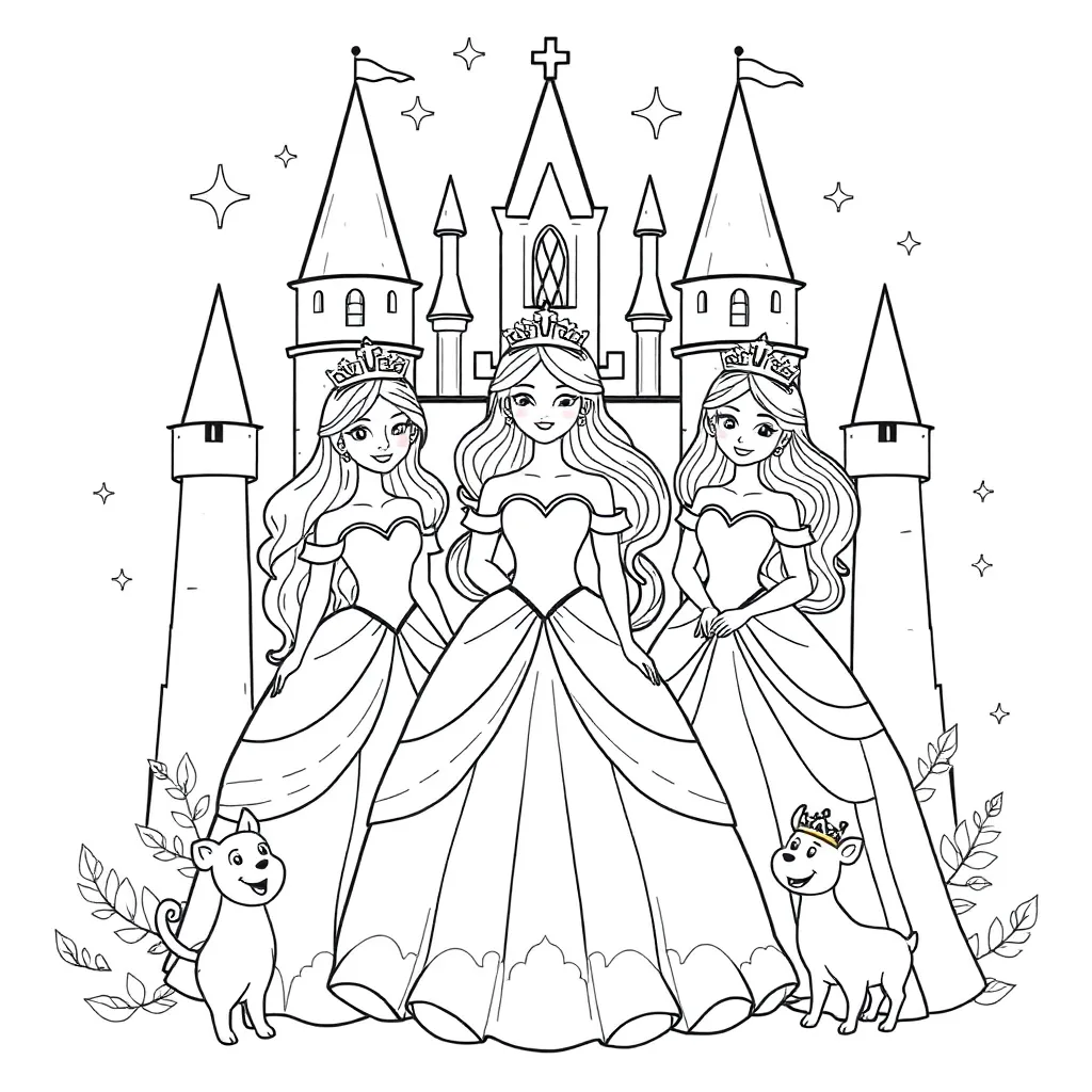 Princesses coloring page