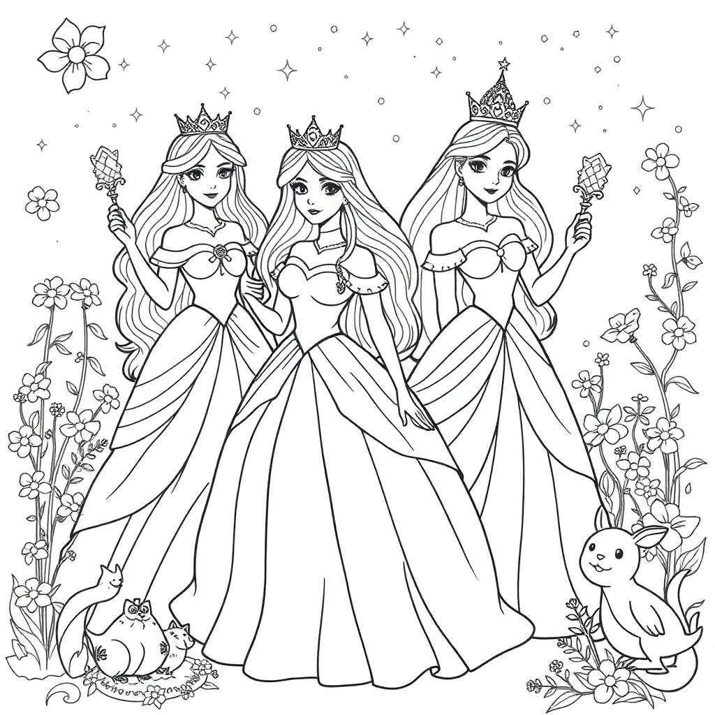 Princesses coloring page