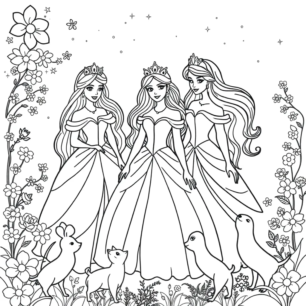 Princesses coloring page