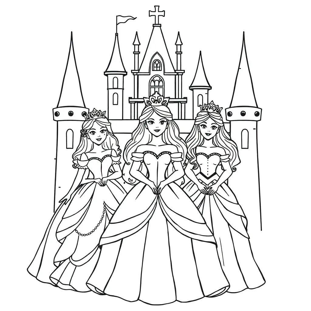 Princesses coloring page