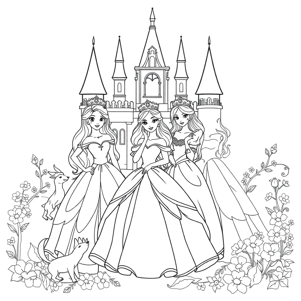 Princesses coloring page