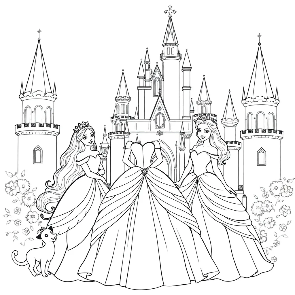 Princesses coloring page