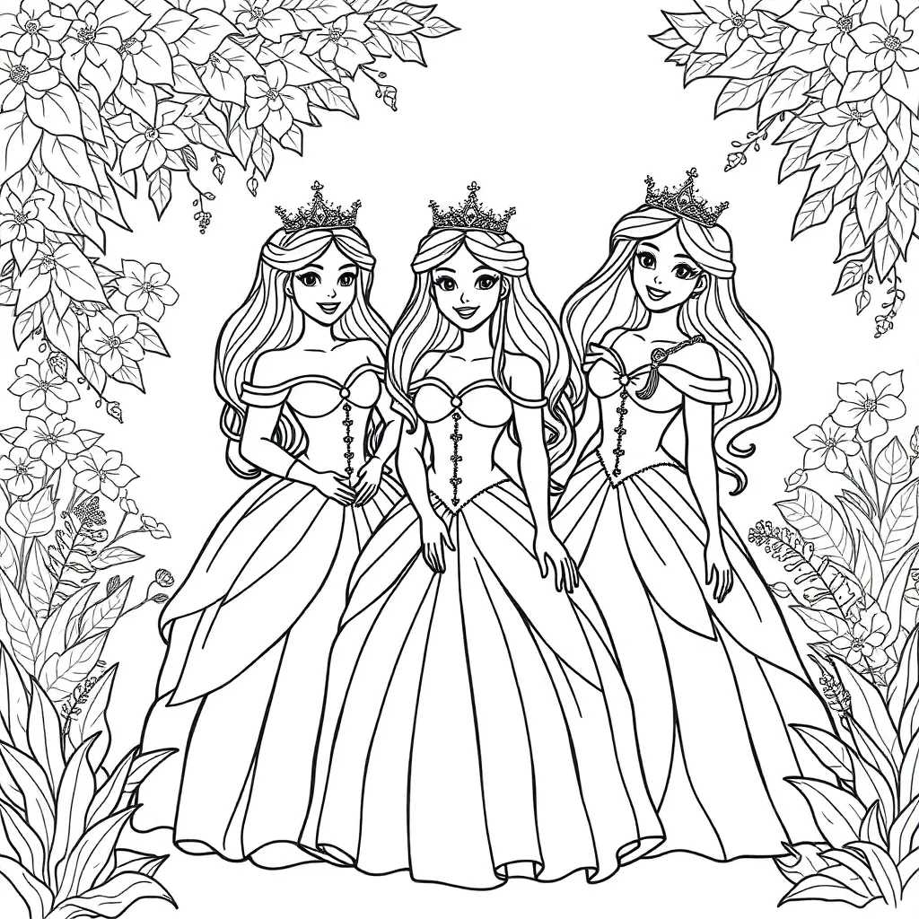 Princesses coloring page