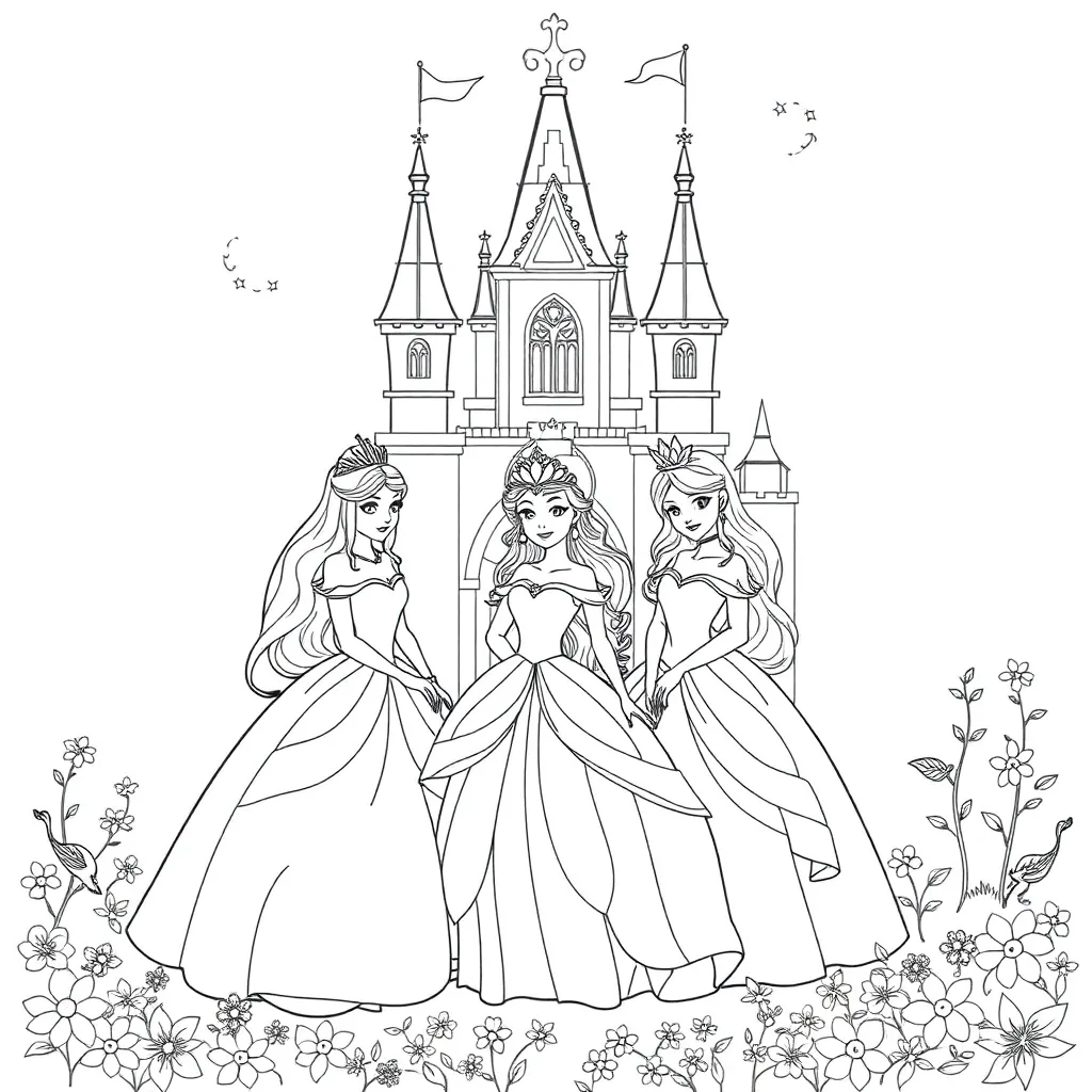 Princesses coloring page
