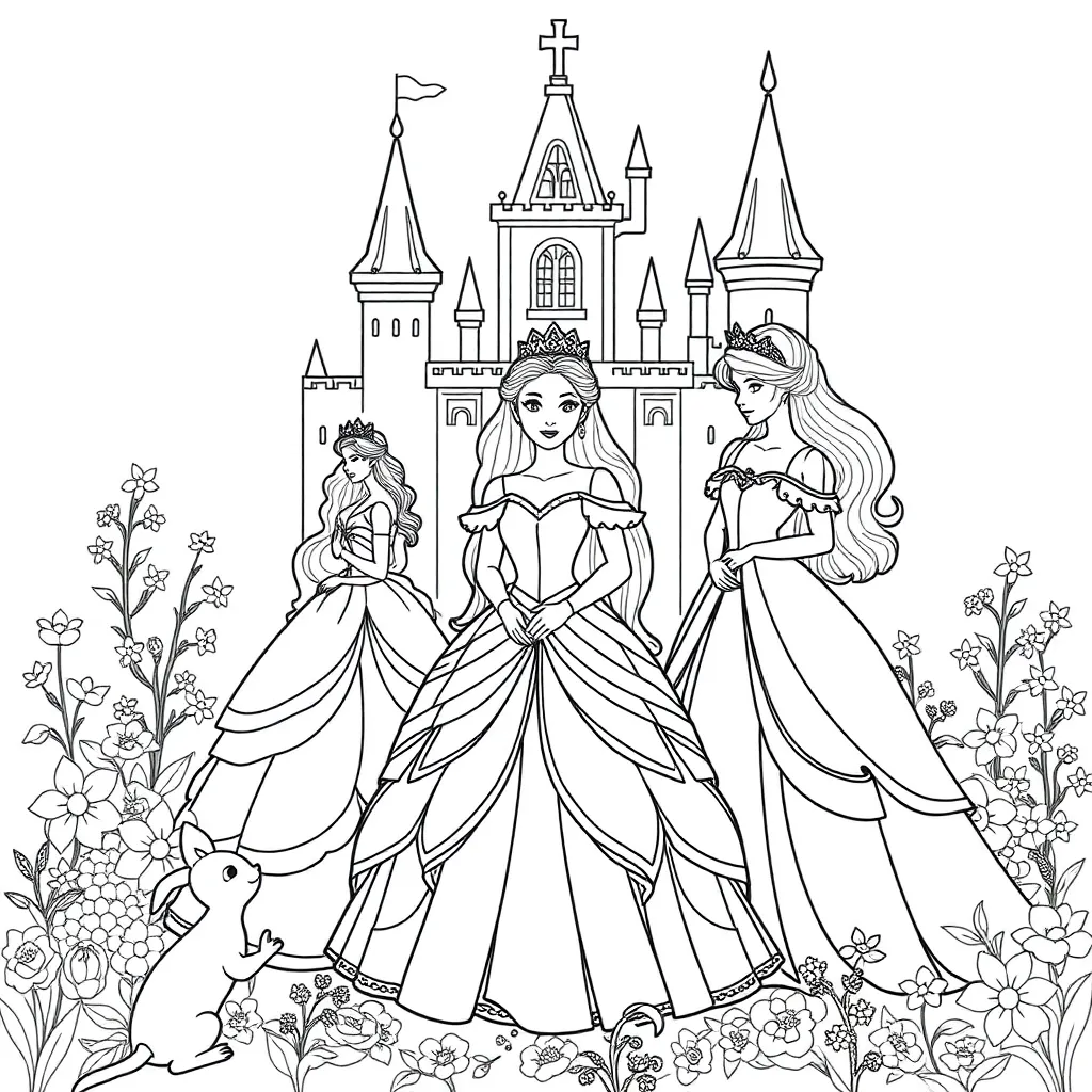 Princesses coloring page