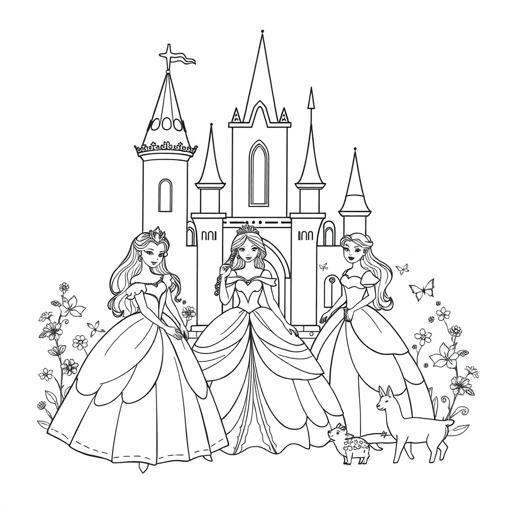 Princesses coloring page