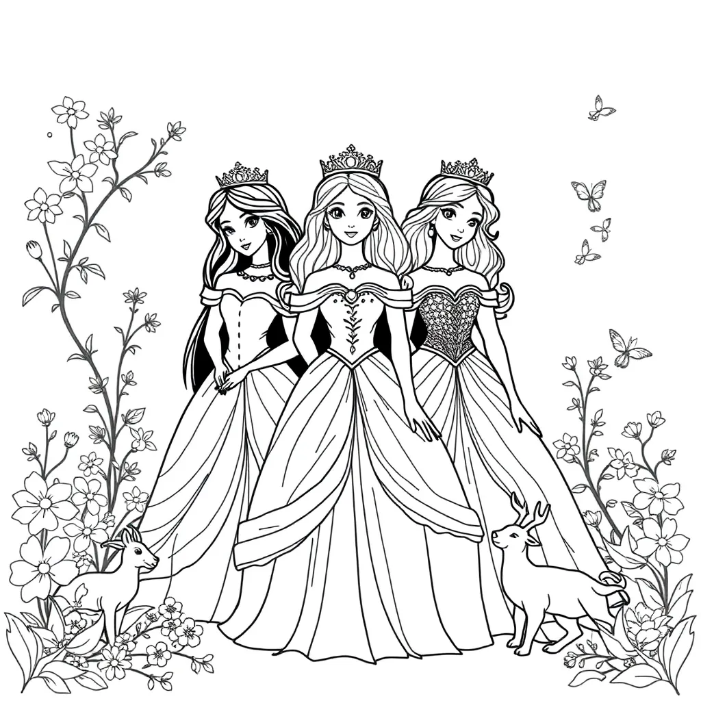 Princesses coloring page