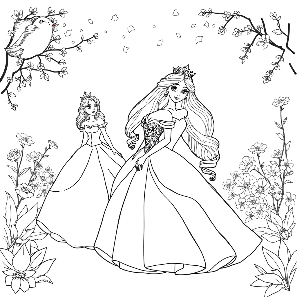 Princesses coloring page