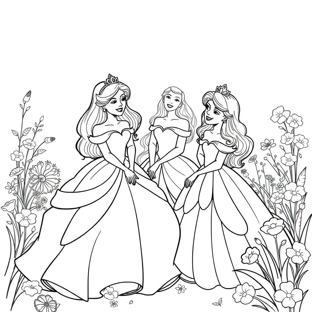 Princesses coloring page
