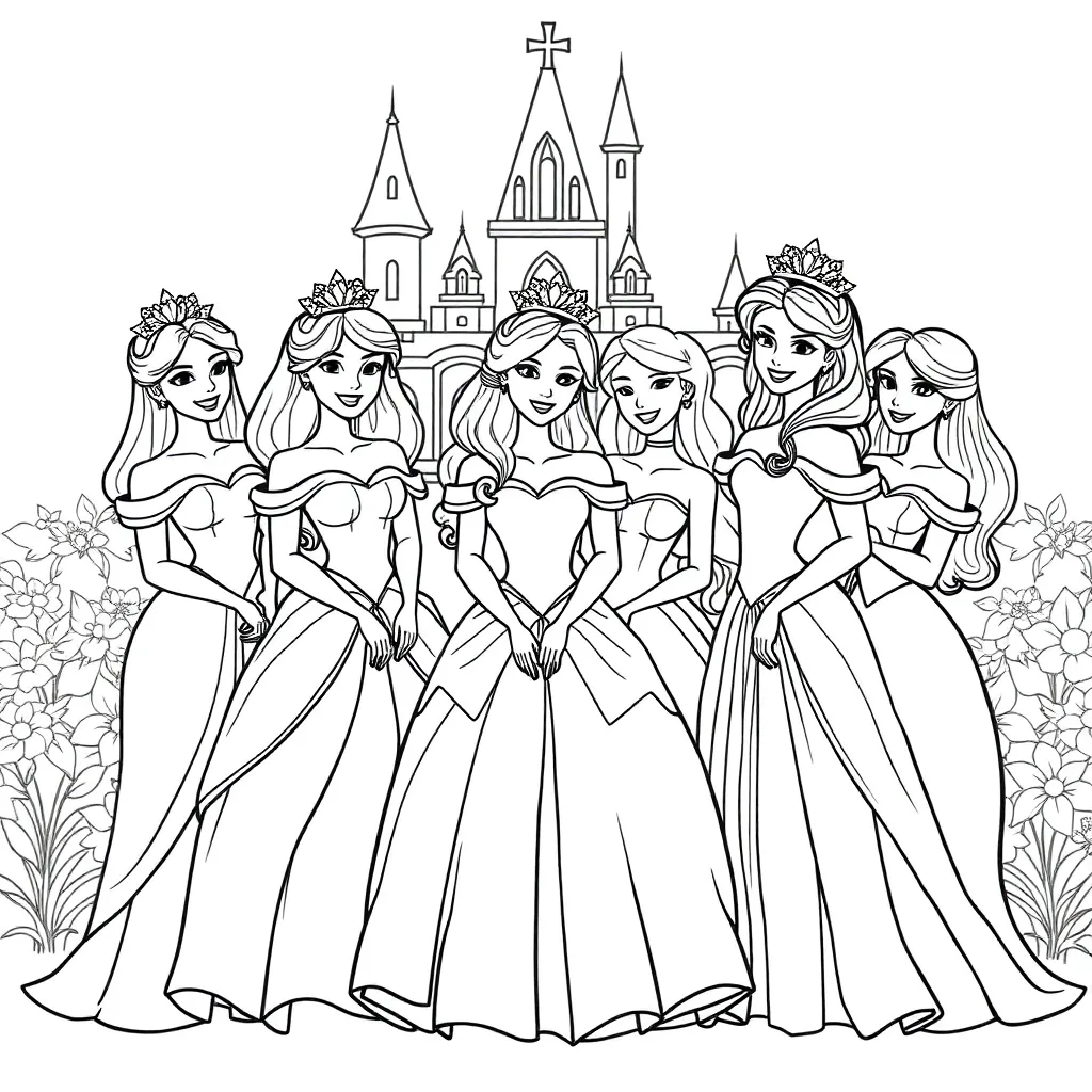Princesses coloring page