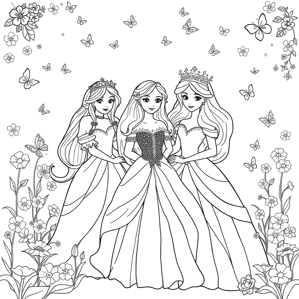 Princesses coloring page