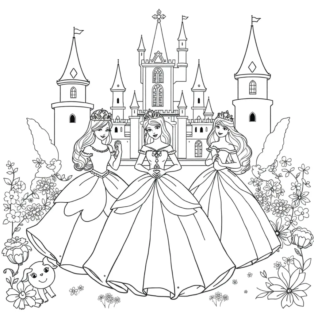 Princesses coloring page