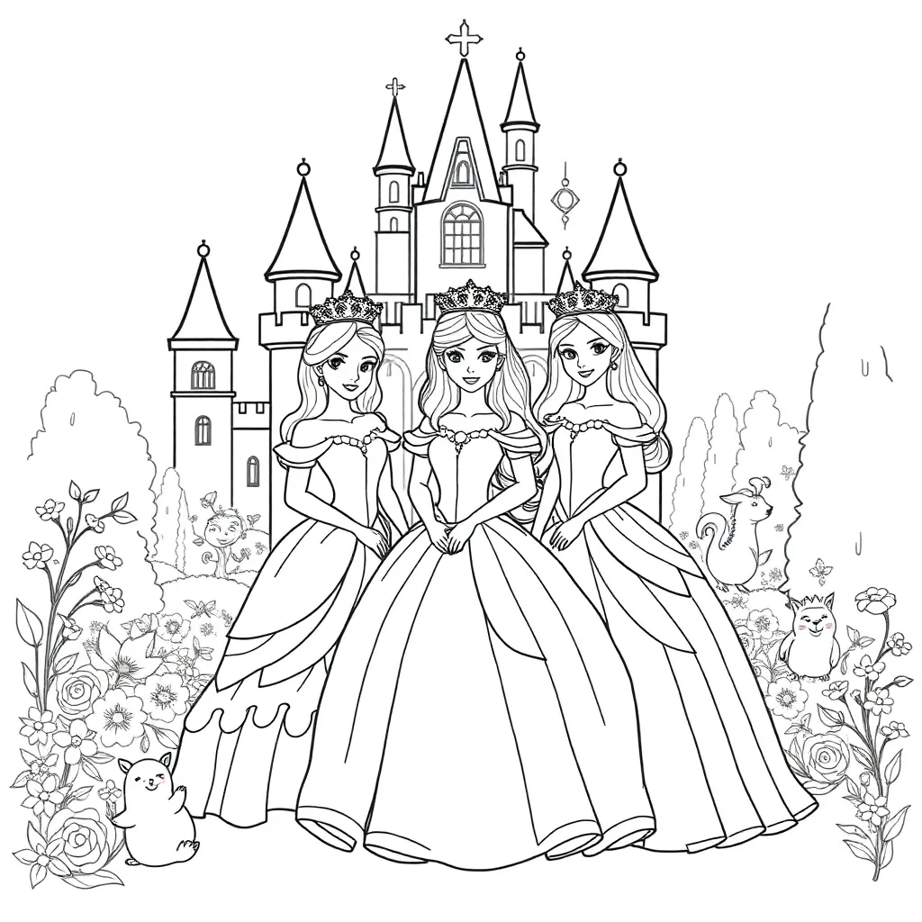 Princesses coloring page