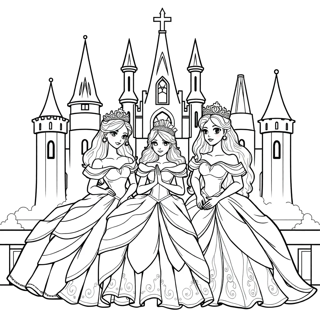 Princesses coloring page