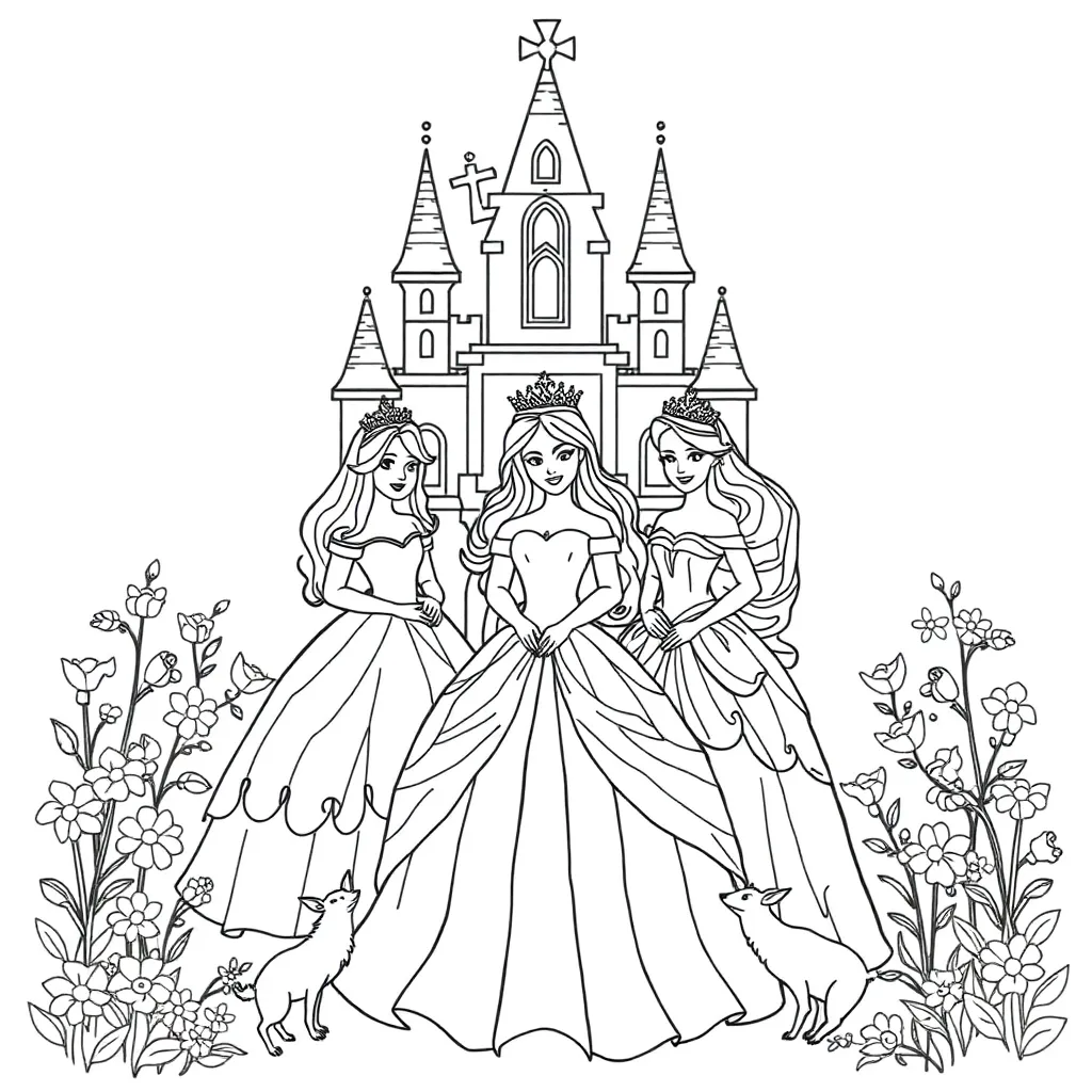 Princesses coloring page