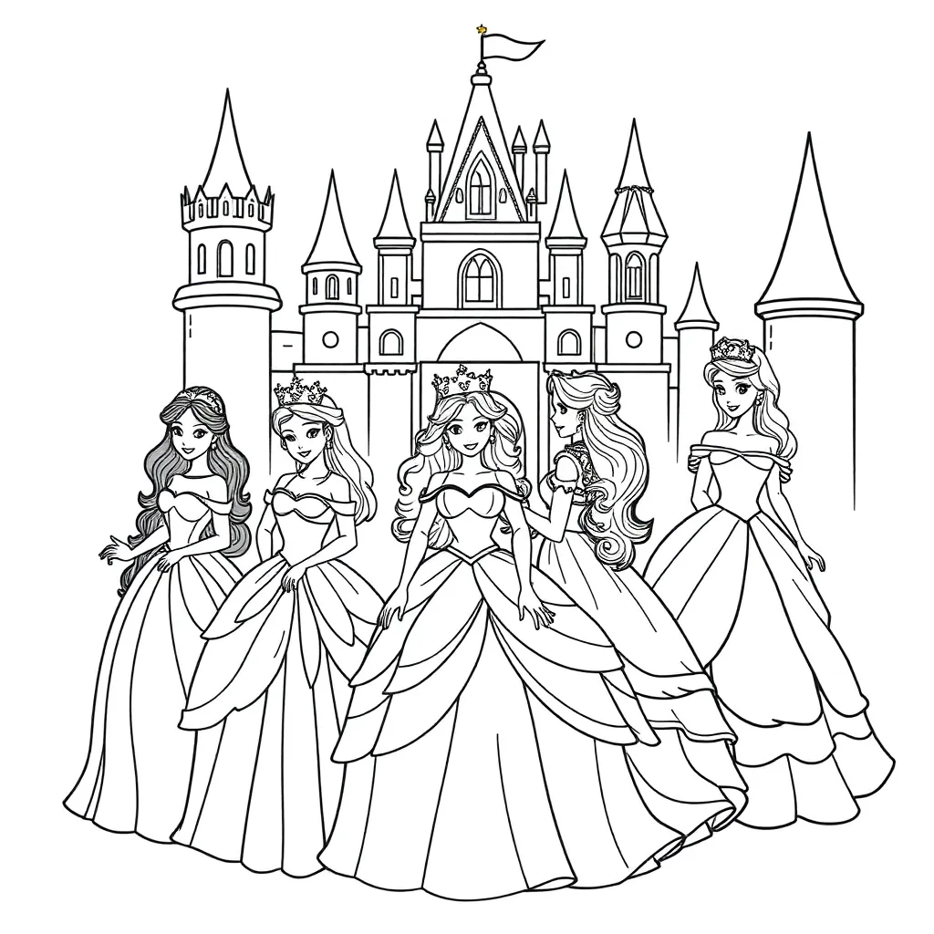 Princesses coloring page