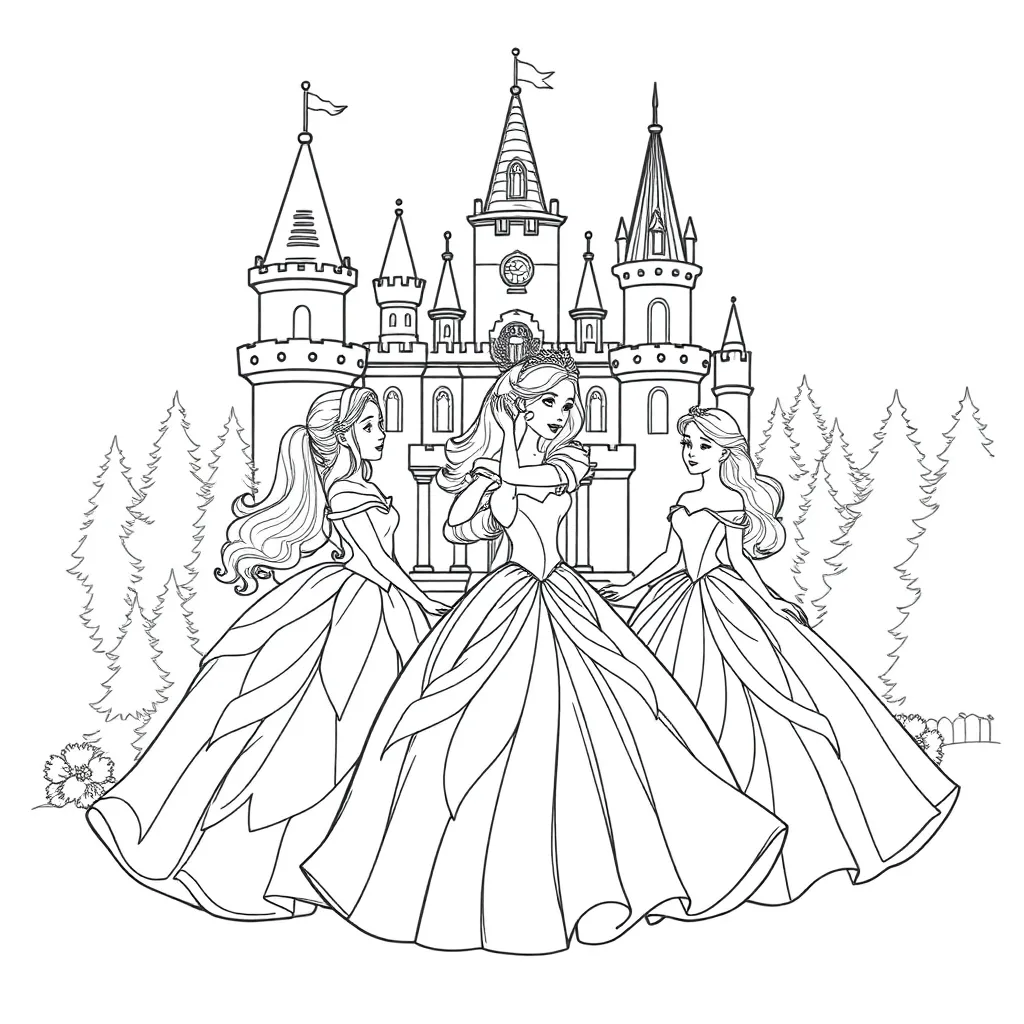 Princesses coloring page