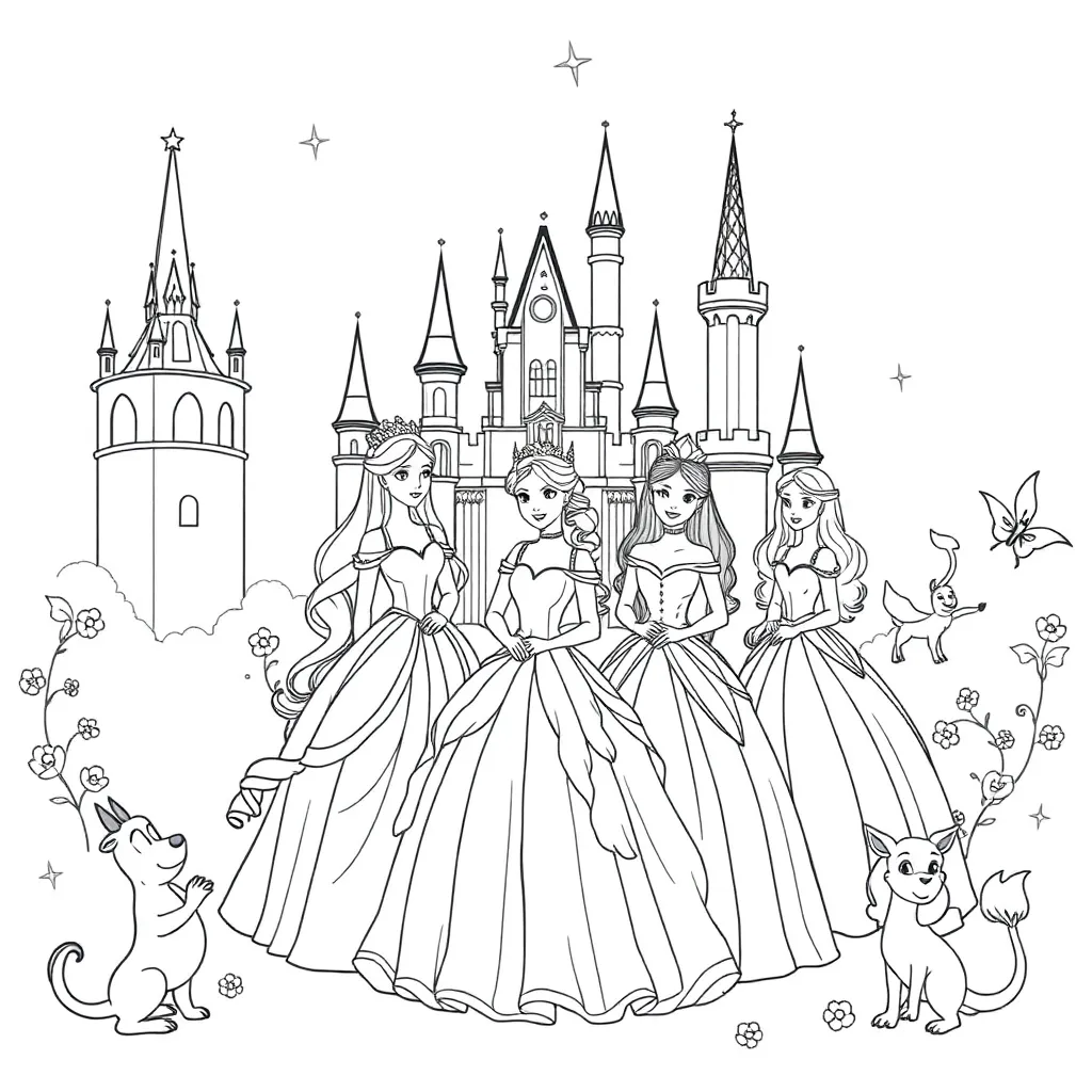 Princesses coloring page