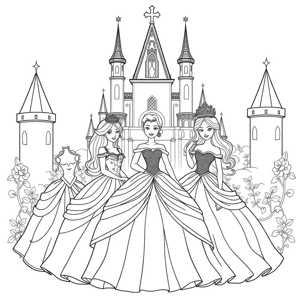 Princesses coloring page