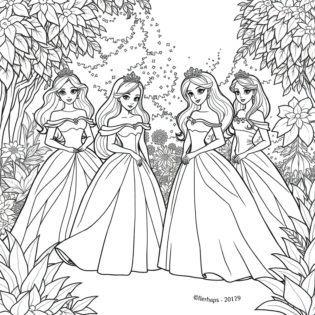 Princesses coloring page