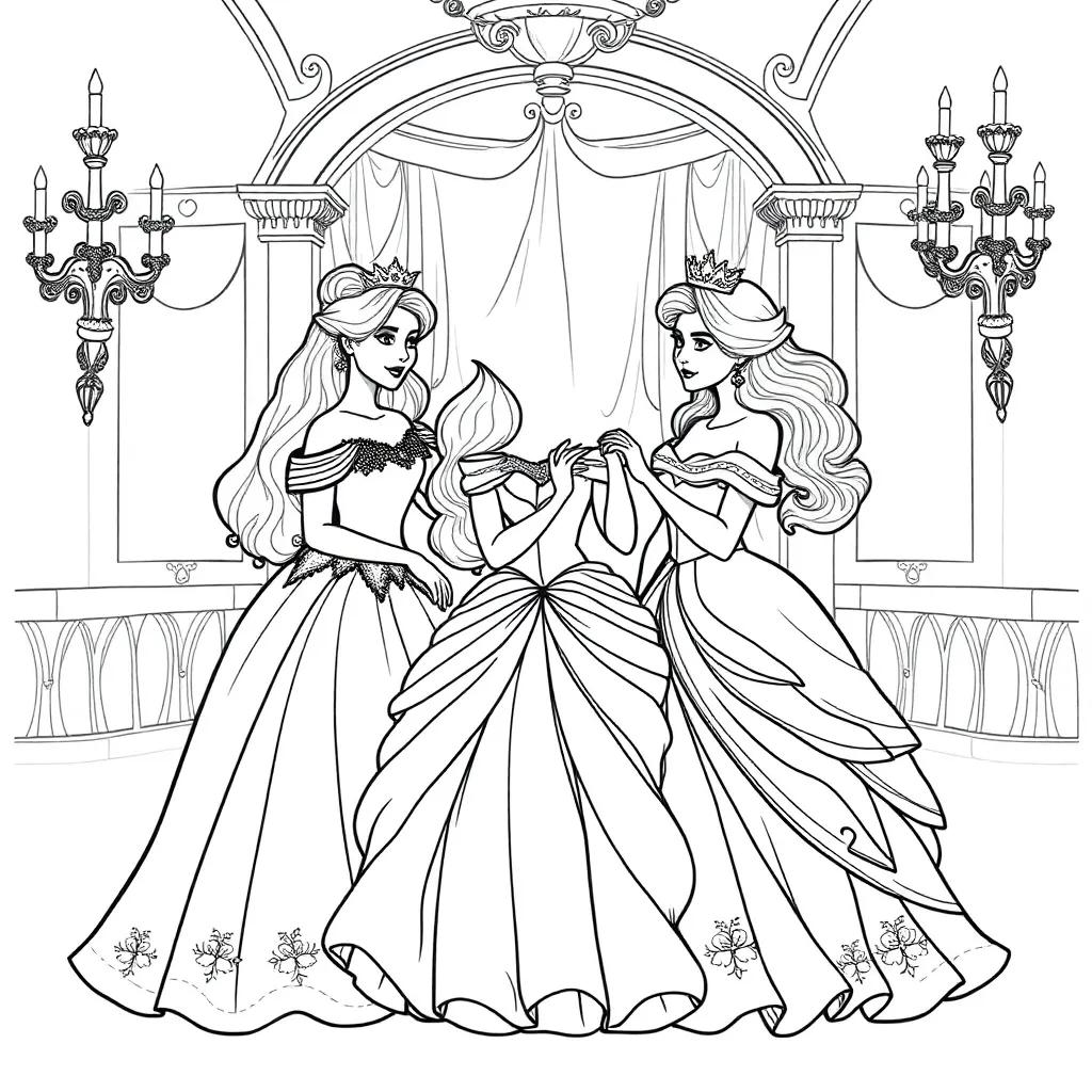 Princesses coloring page