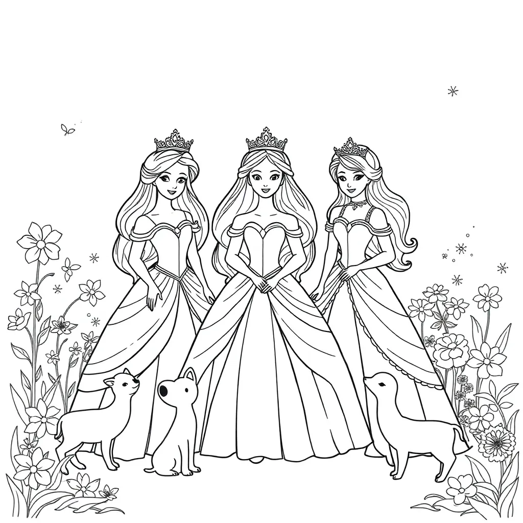 Princesses coloring page