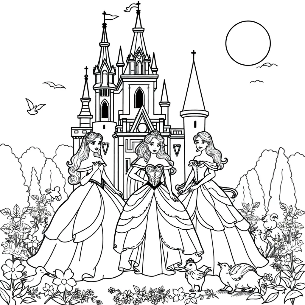 Princesses coloring page