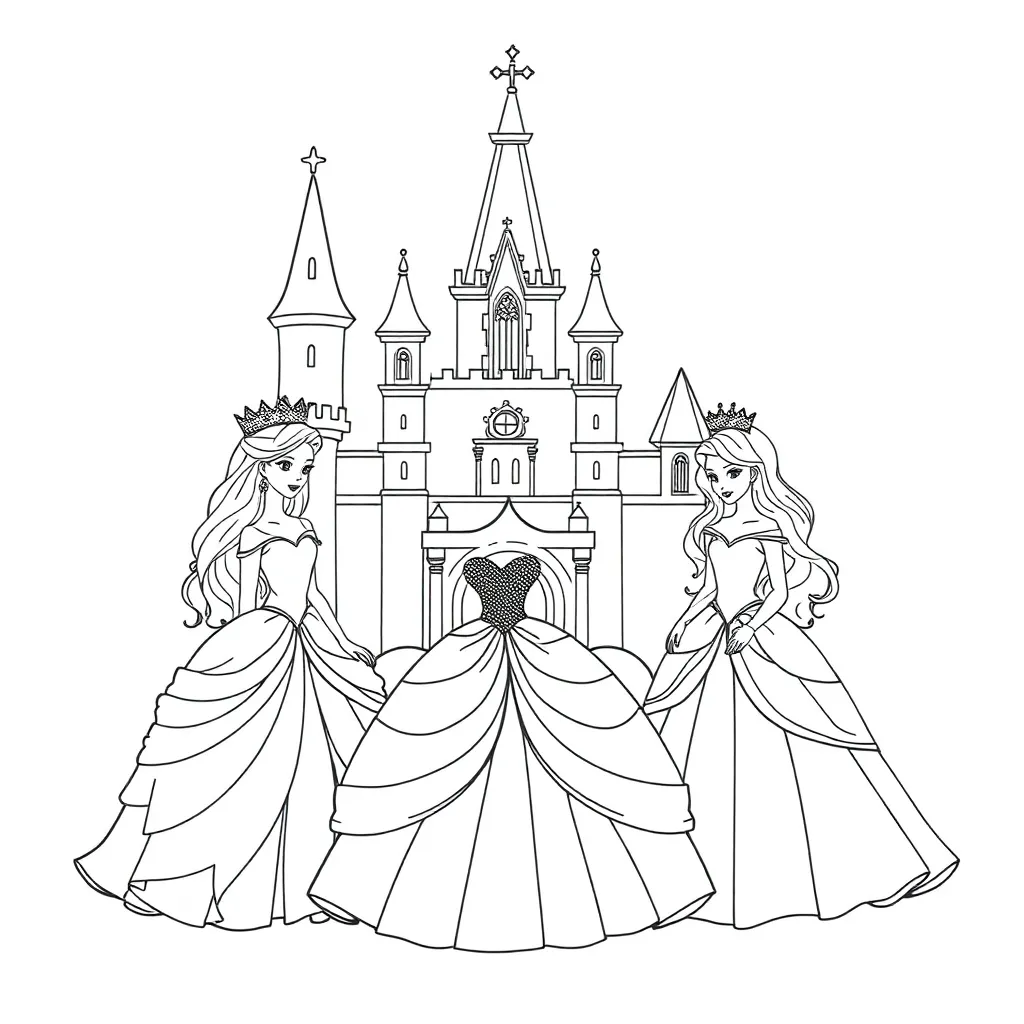 Princesses coloring page