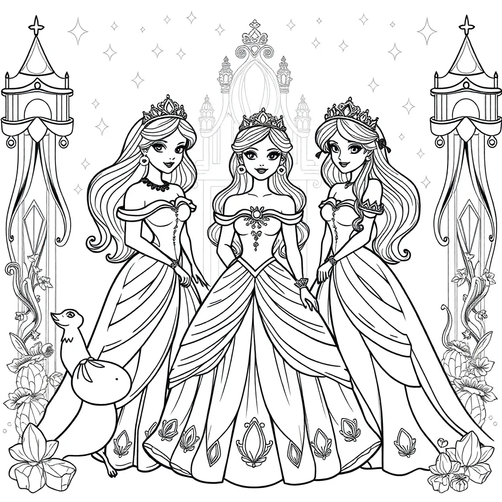 Princesses coloring page